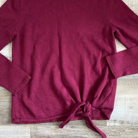 Pure Jill XS Maroon Front Knot Wool Blend Sweater - Picture 3 of 8